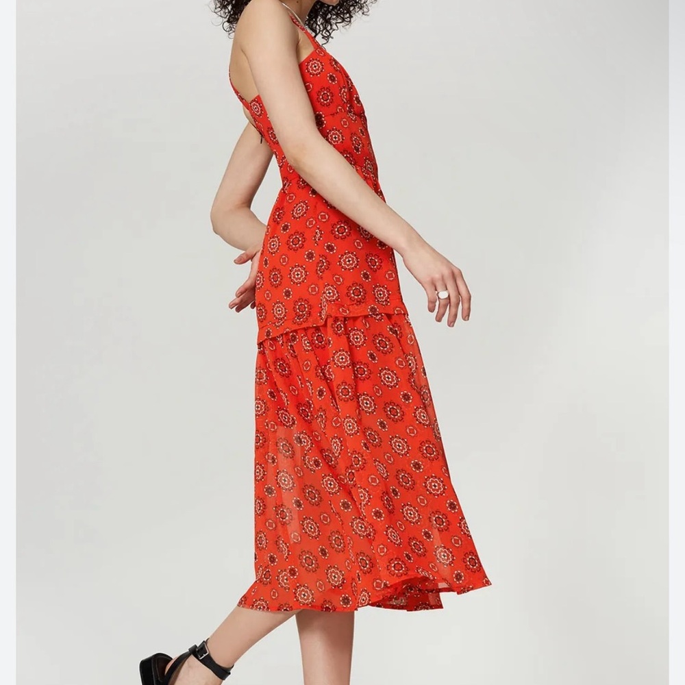 Marissa Webb Red Floral Midi Dress